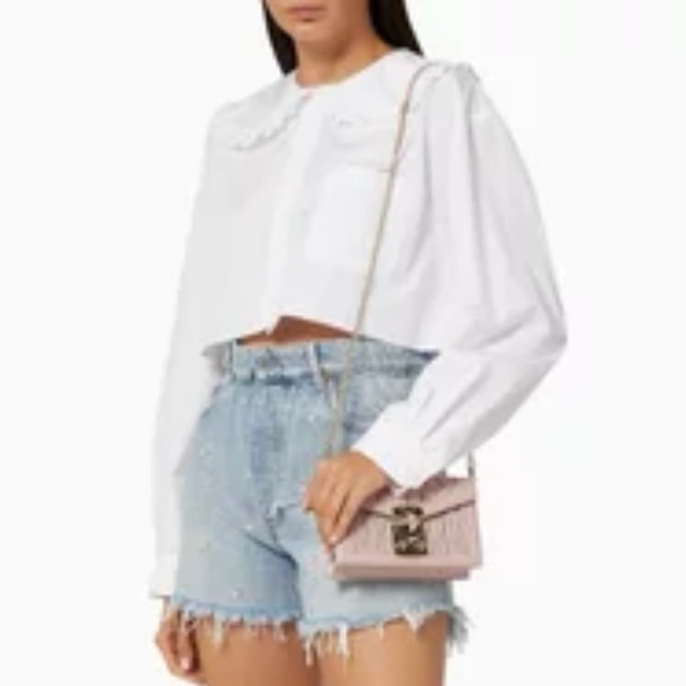 Miu Miu Peter Pan Collar Cropped Cotton Poplin shirt size 40